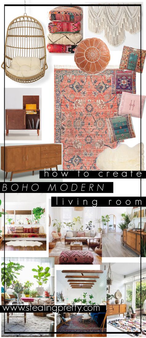 How to Create a Boho Modern Living Room – Stealing Pretty Boho Glam Furniture, Boho Luxe Home Decor, Global Chic Living Room, Boho Scandinavian Decor, California Boho Living Room, Midcentury Boho Living Room Decor, Boho Mcm Decor, Layered Rugs Living Room Boho, Colorful Boho Chic Living Room