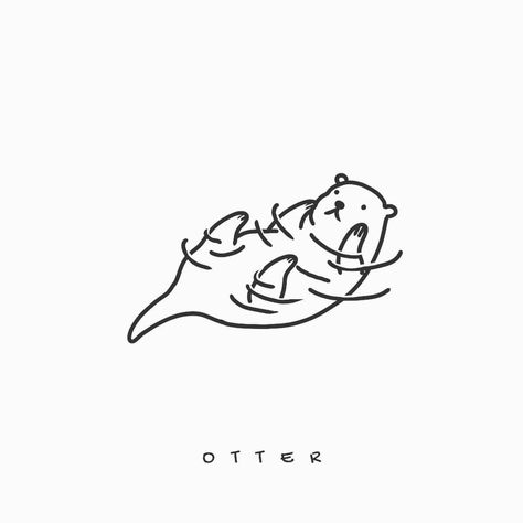 Tiny Otter Tattoo, Matching Otter Tattoos, Ay Tattoo, Otter Outline, Generic Tattoos, Small Otter Tattoo, Minimalistic Doodles, Otter Tattoo Simple, Tattoo Ideas Sea