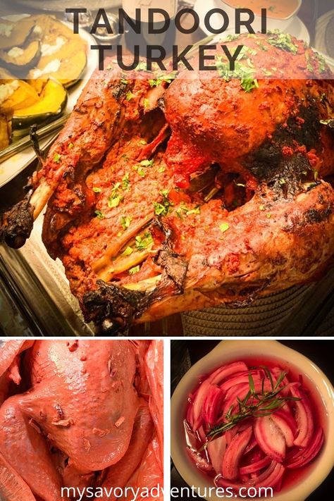 The Best Juiciest Tandoori Turkey Recipe - My Savory Adventures Tandoori Turkey, Tandoori Sauce, Turkey Melt, Yogurt Marinade, Turkey For Thanksgiving, Vegetarian Sides, Whole Turkey, Beetroot Powder, Turkey Recipe