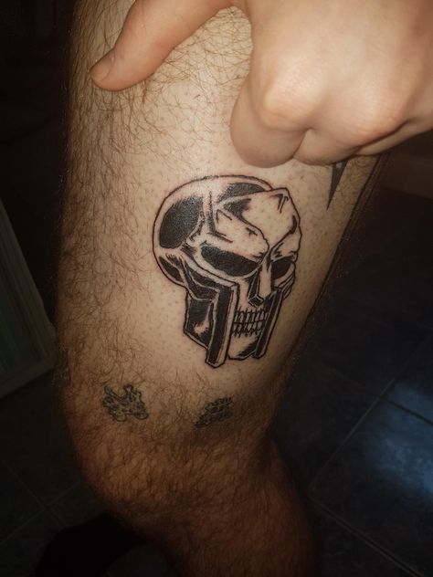 Mf Doom Tattoo Ideas, Mf Doom Tattoo Design, Mf Doom Mask Tattoo, Dr Doom Tattoo, Mf Doom Tattoo, Kanye Tattoo, Doom Tattoo, Rapper Tattoos, Left Arm Tattoos