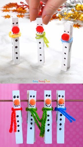 Clothespin Snowman, Snowman Craft For Kids, Christmas Clothespins, Kids Christmas Crafts, Snowman Craft, Christmas Crafts For Kids To Make, Fun Christmas Crafts, Craft Kids, Winter Crafts For Kids