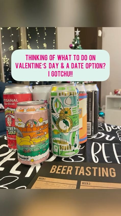 Pooja | Recipes•Desserts•Life on Instagram: “Beer tasting- Safe date option at home 🍻 A super fun date night for Valentine’s Day or even Galentines day! All details on my IG @platedpixiedust #datenight #valentinesdaydate #galentinesdaydate #beertasting #athomedate #dateidea #couplethings #coupledate Beer Tasting Date Night At Home, Date Night At Home, At Home Date, Valentines Day Date, Night At Home, Galentines Day, Beer Tasting, Arizona Tea, Home A