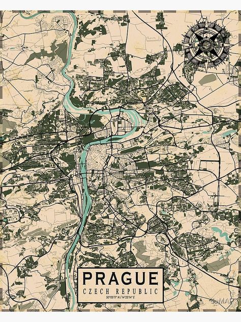 "Prague City Map of Czech Republic - Vintage" Poster by deMAP | Redbubble Prague Aesthetic Vintage, Prague Poster, Prague Map, Prague Aesthetic, Maps Illustration, City Maps Illustration, Maps Aesthetic, Prague City, Prague Travel