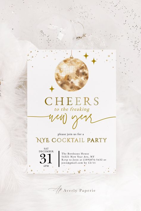 New Years Invitation, Nye Invitation, Nye Cocktail Party, Cocktail Invite, New Year Party Invitation, Nye Cocktail, New Year Menu, New Years Eve Invitations, Digital Ideas