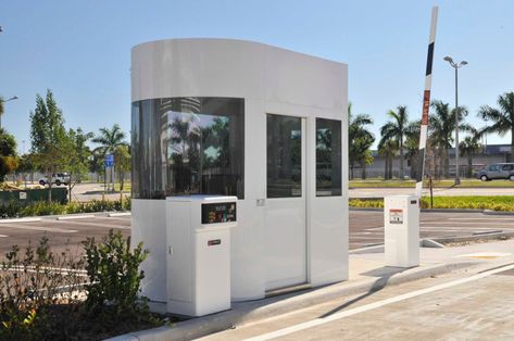 Modern Guard House vs Tradditional Guard House - Guard Booth Security Booth - Prefab Portable Guard Booth Pos Satpam, Guard Booth, Security Booth, Security Post, Monument Signage, Urban Ideas, Ticket Booth, Ceiling Mounted Light, Guard House