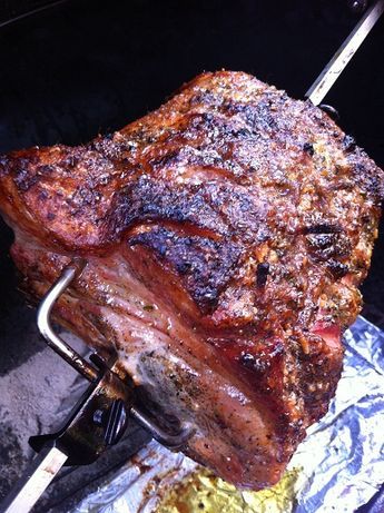 Rotisserie Pork Roast, Recipes For Pork Loin, Weber Grill Recipes, Bone In Pork Roast, Rotisserie Recipes, Recipes For Pork, Weber Recipes, Pork Loins, Pork Rib Roast