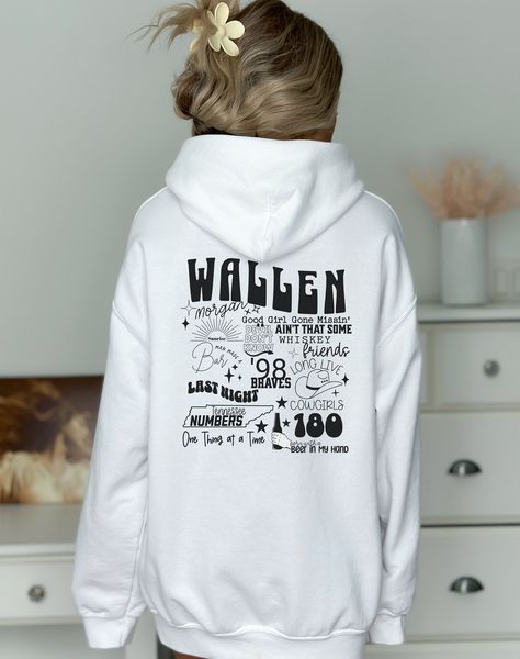 Attention Morgan Wallen fans Show off your love for Morgan Wallen with this stylish hooded sweatshirt featuring the song titles from his album "One Thing at a Time." Wear with denim and boots, or athleisure for an everyday look. Stay cozy and on trend while supporting your favorite artist!  PRODUCT INFORMATION 💡 ✅ The classic fit along with the pouch pocket and the tear-away label make for a highly comfortable, scratch-free wearing experience.  ✅ The color-matched drawcord and the double-lined Morgan Wallen Clothes, Morgan Wallen Merch, Morgan Wallen Hoodie, Morgan Wallen Sweatshirt, Wallen Sweatshirt, Concert Hoodie, One Thing At A Time, Best Country Singers, Song Titles