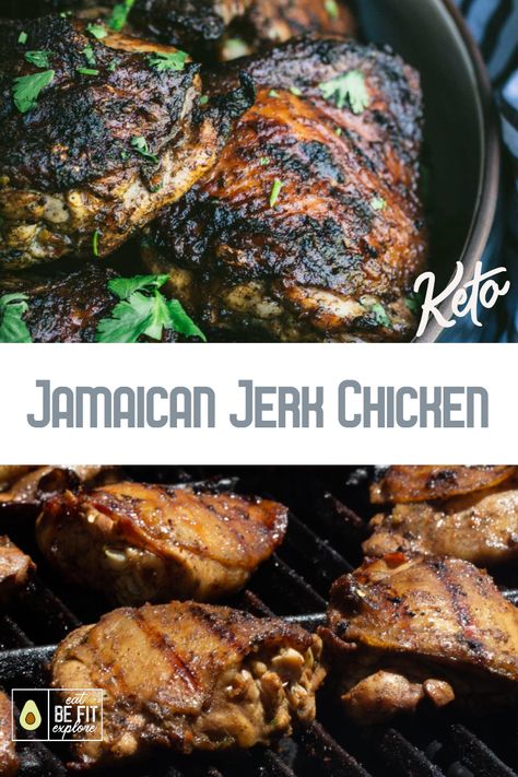 Keto Jamaican Jerk Chicken Authentic Jerk Chicken Recipe, Jerk Chicken Recipe, Jamaican Jerk Chicken, Caribbean Jerk Chicken, Chicken Eating, Jamaican Jerk, Jerk Chicken, Grilled Chicken Recipes, Jamaican Recipes