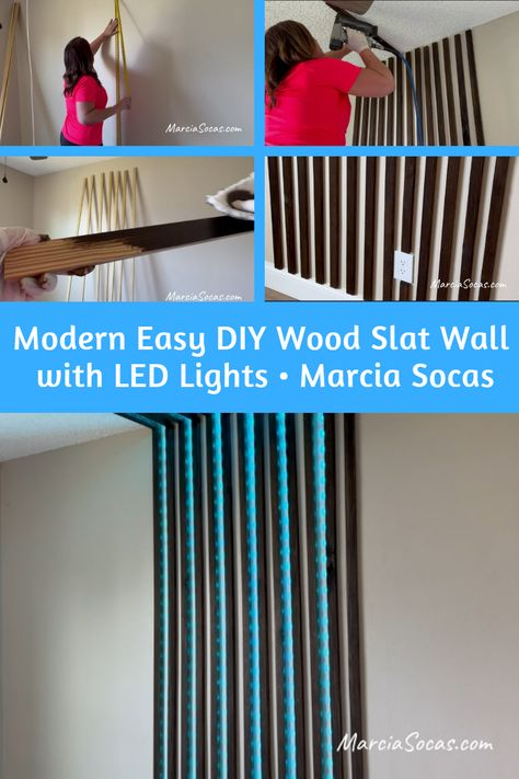 Best & Gorgeous Slat Wood Wall Panel Build Designs | Decorate Wall With Slat Wood | Home Decor Ideas Backlit Slat Wall, Diy Wood Slat Wall With Shelves, Slat Wall With Led Lights, Wood Slat Wall With Lights, Faux Slat Wall, Accent Wall With Led Lights, Slat Wall With Lights, Led Accent Wall, Wood Home Decor Ideas