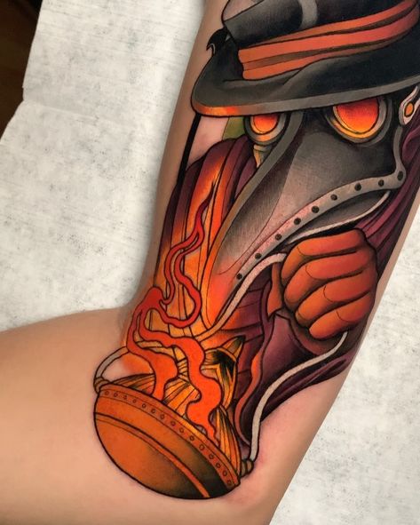 Neotraditional Plague Doctor, Ryan Tattoo, Plague Doctor Tattoo, Doctor Plague, Doctor Tattoo, Funky Tattoos, Flash Sheet, Plague Doctor, Neo Traditional