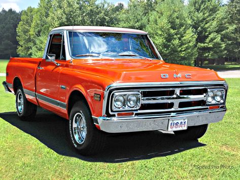 1968 GMC Short Bed Pickup Orange/White Gmc Pickup Trucks, Short Bed, Gmc Pickup, Gmc Truck, Gm Trucks, Gmc Trucks, Old Trucks, Chevy Trucks, Orange White