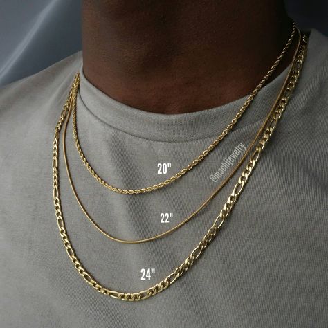 Gold Figaro Chain, Gold Necklace For Men, Figaro Necklace, Mens Jewellery, Figaro Chain Necklace, Layered Chain Necklace, Layered Chain, Gold Chains For Men, Layered Necklace Set