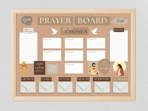 Prayer Board Starter Kit Neutral Prayer Board Template - Etsy Prayer Boards With Envelopes, Prayers Board Ideas, Prayer Boards For Kids, Prayer Board Supply List, Prayer Board Scriptures, Prayer Board Printables, Kids Prayer Board, Prayer Board Supplies, Prayer Board Categories