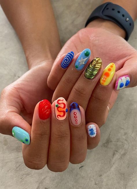 💌pic credits:@houseoforangebali Funky Nail Designs, Beachy Nails, Acrylic Nail Shapes, Minimal Nails, Summery Nails, Cute Gel Nails, Nails Only, Get Nails, Manicure Y Pedicure