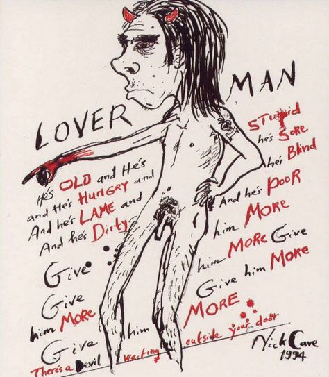 nick cave self portrait Cave Quotes, Tim Burton Personajes, Cave Drawings, The Vampires Wife, Famous Musicians, The Bad Seed, Nick Cave, Rock N’roll, The 1990s