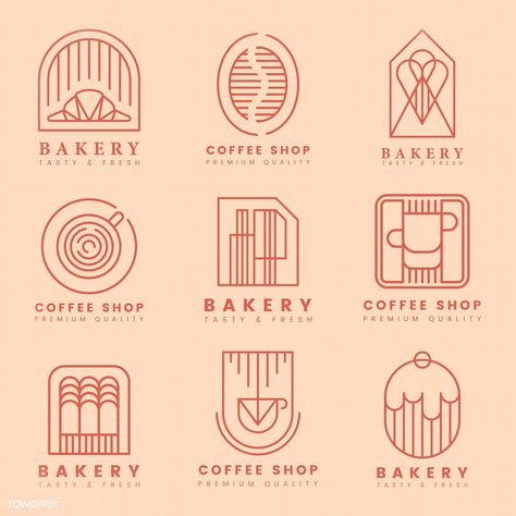 Coffee and pastry shop logo vector set | free image by rawpixel.com / Aew Coffee Bakery Logo, Pastry Logo Ideas, Pastry Logo Design, Pastry Shop Logo, Pastry Branding, Coffee And Pastry, Cafe Logos, Pastry Logo, Bakery Branding