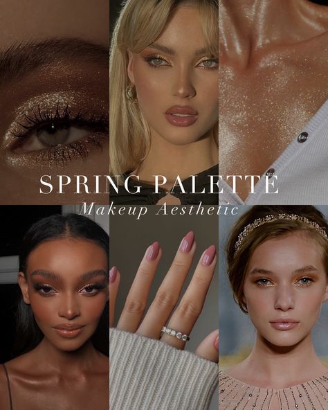 Spring Palette aesthetic for the Spring beauts 🤍 . #coloranalysis #colouranalysis #springpalette #springmakeup #coloranalyst #lightspring #truespring #brightspring Light Spring Aesthetic, Light Spring Makeup Look, Light Spring Color Palette Makeup, Bright Spring Aesthetic, Spring Season Color Palette, Light Spring Color Palette Outfits, Light Spring Makeup, Bright Spring Makeup, Warm Spring Makeup