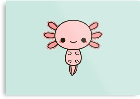 Cute Axalotal Drawing, Kawaii Axolotl, Cute Cartoon Axolotl, Kawaii Axolotl Wallpaper, Cute Anime Axolotl, Axolotl Cute, Creation Art, Anime Animals, Kawaii Animals