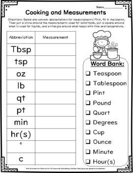 This is a fun way to practice life skills, executive functioning and fractions! Fill in common cooking abbreviations and let the student use this to help him/her fill out the recipe below. For a challenge, use this chocolate chip recipe to practice cooking in the kitchen! Life Skills To Teach In Homeschool, Homeschool Cooking Lessons, Fractions For Grade 2, Elementary Life Skills Activities, Cooking Abbreviations, Fun Cooking Activities For Kids, Homeschool Life Skills, Abbreviations Worksheet, Fun Homeschool Activities