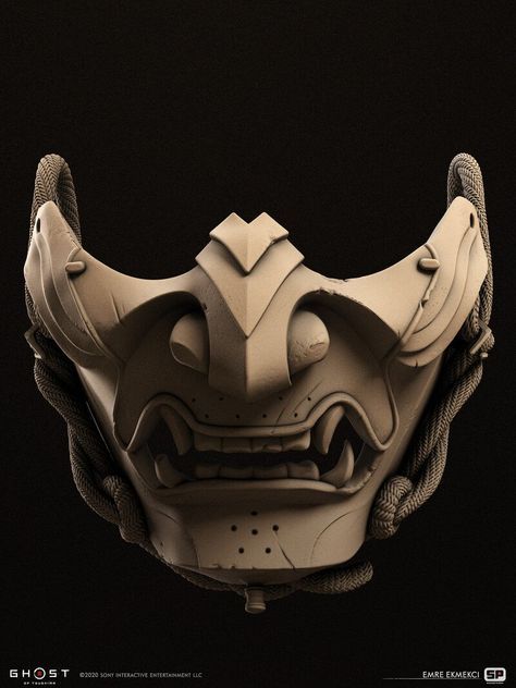 Menpo Mask Tattoo, Ghost Of Tsushima Armor, Ghost Of Tsushima Tattoo, Ghost Of Tsushima Mask, Menpo Mask, Ghost Armor, Japan Mask, Oni Maske, Guerriero Samurai