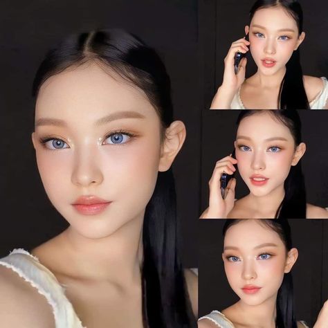 Haerin Makeup, Haerin Eyes, Haerin Layout, New Jeans Makeup, Makeup Layout, Doll Eye Makeup, Korean Fashion Kpop, New Jeans Style, Glamorous Makeup