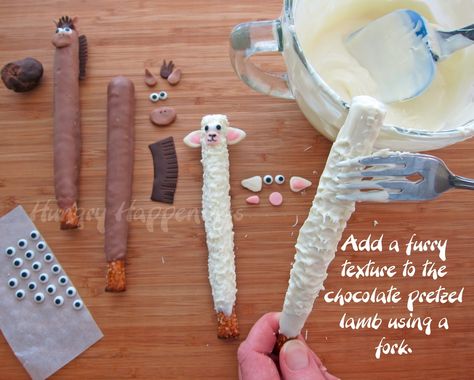 chocolate dipped pretzel ideas | chocolate+dipped+pretzel+animals,+chocolate+pretzels,+dip+pretzels+in ... Empire Cookies, Pretzel Pops, Golden Empire, Farm Theme Birthday, Chocolate Dipped Pretzels, Farm Themed Birthday Party, Pretzel Dip, Covered Pretzels, Pretzel Sticks