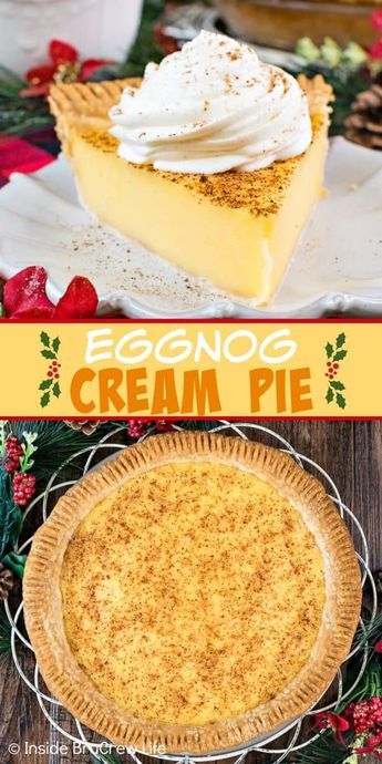 Eggnog Cream Pie, Easy Holiday Desserts Christmas, Holiday Desserts Thanksgiving, Eggnog Dessert, Desserts Halloween, Sugar Cream Pie, Desserts Thanksgiving, Holiday Desserts Christmas, Christmas Elegant