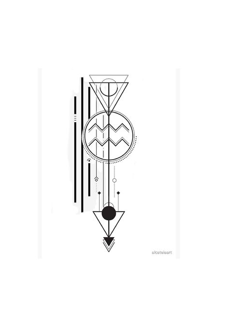 Aquarius Geometric Tattoo, Valknut Tattoo, Arm Tattoos Drawing, Tattoos Drawing, Aquarius Tattoo, Minimal Tattoo Design, Geometric Tattoo Design, Gaming Tattoo, Minimal Tattoo