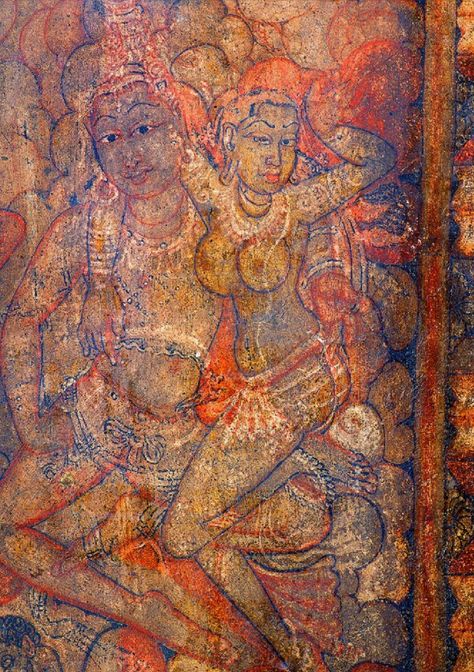 Mural in the Ellora caves,  India Ellora Paintings, Elora Caves, Ancient Indian Paintings, Ellora Caves, Ajanta Caves, Cave Painting, Kerala Mural Painting, Indian Art Gallery, Ancient Paintings