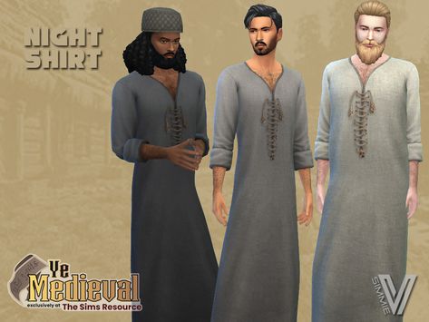 The Sims 4 Medieval Cc Male, Sims 4 Medieval Cc Male, Sims 4 Medieval Male Clothing, Ts4 Cc Male Sleepwear, Sims 4 1300s Cc, Medieval Nightgown, Sims 4 Medieval Sleepwear, Sims 4 Historical Cc, Medieval Dress Sims 4