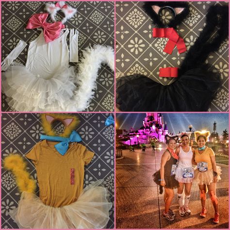 Aristocats Kittens RunDisney 2016 Diy Marie Aristocats Costume, Aristocats Family Costume, The Aristocats Costume, Aristocrats Costume, Aristocats Halloween Costume, Aristocrats Party, Aristocats Costume, Aristocats Kittens, Disneyland Half Marathon