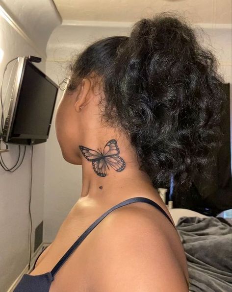 #follow #tattooideas #tattoos #blogging #blogger #blog Neck Tattoos Women Throat Butterfly, Black People Tattoos, Weave Bob, Butterfly Neck Tattoo, Cute Thigh Tattoos, Girl Neck Tattoos, Side Neck Tattoo, Tattoo Shading, Hand Tattoos For Girls