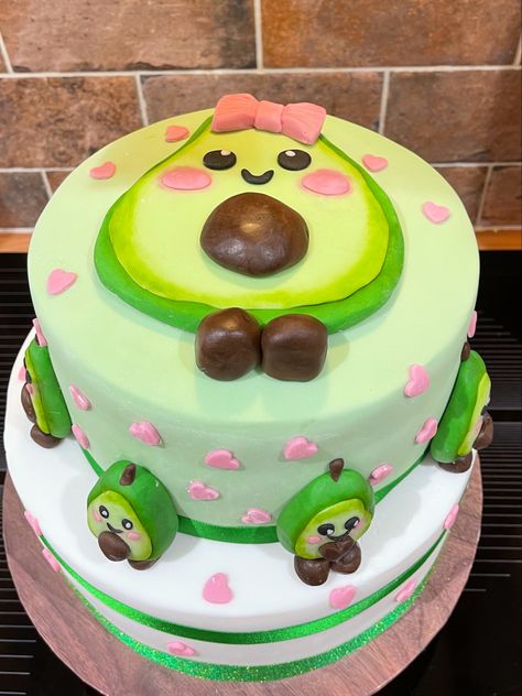 Avocado Cake Design, Avocado Birthday Cake, Avocado Stuff, Avocado Theme, Avocado Party, Avocado Cake, Music Cakes, 9th Birthday Cake, Avocado Baby