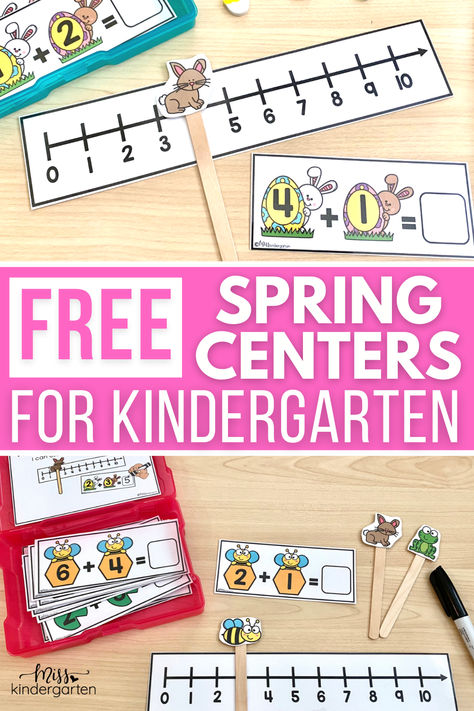 May Craft Kindergarten, Addition And Subtraction Games Kindergarten, Kindergarten Math Activities Printables, Spring Kindergarten Centres, Easter Centers Kindergarten, Spring Literacy Centers Kindergarten, Classroom Activities For Kindergarten, Addition Centers Kindergarten, Math For Kindergarten Activities