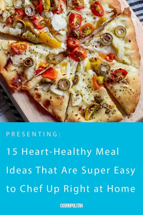 Here, 15 heart-healthy meal ideas that are super easy to make. Heart Healthy Recipes Dinner, Heart Healthy Diet Recipes, Cardiac Diet Recipes, Heart Healthy Recipes Easy, Heart Healthy Recipes Low Sodium, Heart Healthy Snacks, Healthy Pizza Recipes, Heart Diet, Heart Healthy Eating