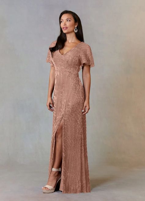 Rose Gold Upstudio Yuma Rose Gold A-Line Metallic Mesh Dress | Azazie Bride Groom Dresses, Metallic Mesh, Bride Groom Dress, Groom Dress, Bride Dresses, Mesh Dress, Mother Of The Bride Dresses, Bride Dress, Bride Groom