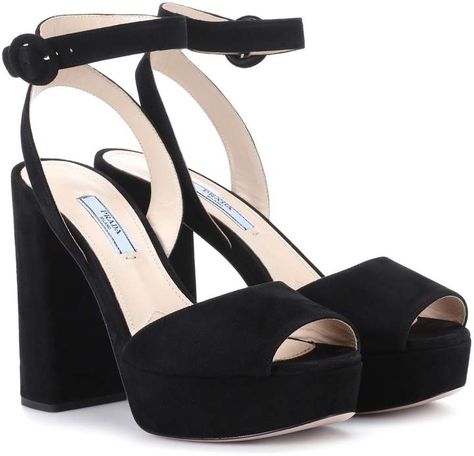 Prada Platform Heels, Prada High Heels, Velvet Sandals, Work Shoes Women, Black Suede Shoes, Shoes Prada, Platform High Heel Shoes, Black Sandals Heels, Fashion High Heels