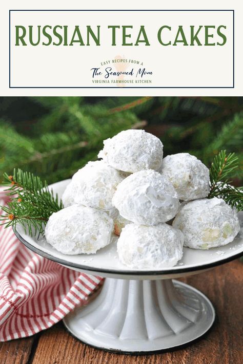 Russian Tea Cakes (also called Snowball Cookies) are classic Christmas cookies made with shortbread dough and powdered sugar. Easy Cookie Recipes | Easy Dessert Recipe | Christmas Dessert Russian Tea Cakes Cookies, Russian Tea Cakes Recipe, Russian Tea Cookies, Russian Tea Cakes, Easy Dessert Recipes Christmas, Tea Cake Cookies, Russian Tea Cake, Tea Cakes Recipes, Easy Christmas Cookie Recipes