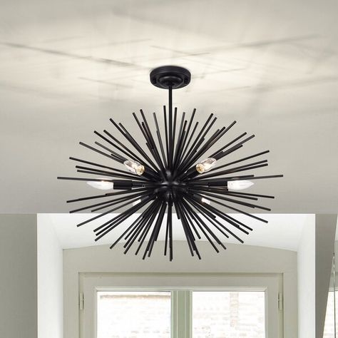 Black Chandelier Bathroom, Modern Black Chandeliers, Entryway Chandelier, Sphere Chandelier, Starburst Light, Chandelier Black, Black Light Fixture, Italian Chandelier, Industrial Chandelier