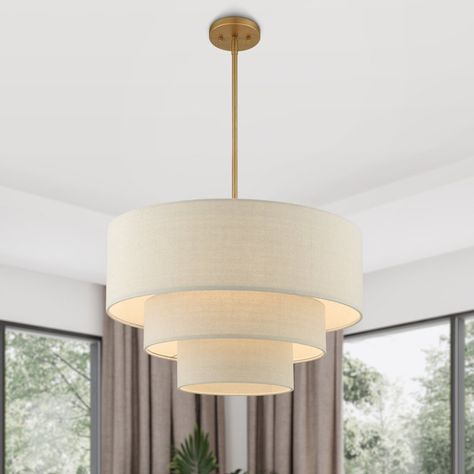 Drum Chandelier Dining Room, Drum Shade Chandelier, Entryway Chandelier, Dining Room Light Fixtures, Chandelier Bedroom, Dining Lighting, Drum Chandelier, Drum Pendant, Bedroom Ceiling Light