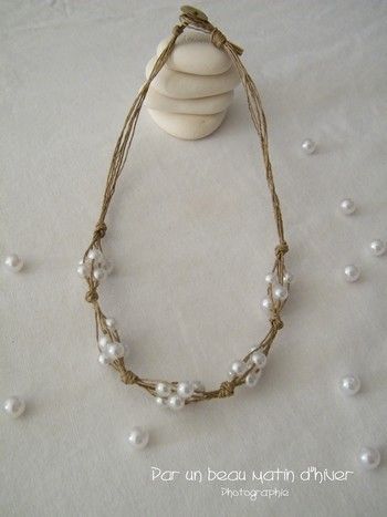 Diamond Necklace Gift, Hemp Jewelry, Knotted Necklace, Pearl Leather, Bijoux Diy, Hand Made Jewelry, Jewelry Projects, Tahiti, Diy Necklace