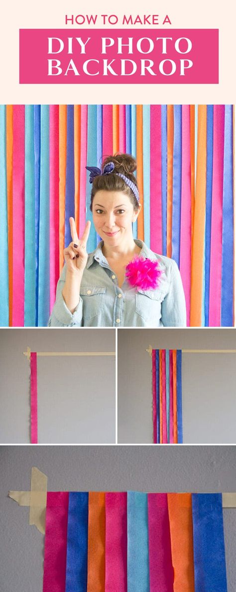 Make A Photo Backdrop, Party Diy Backdrop, Backdrop Streamers, Diy Fotokabine, Party Streamer, Diy Photo Booth Backdrop, Diy Streamers, Photobooth Backdrop, Streamer Backdrop