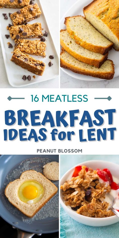 Plan ahead for a meatless breakfast for Lent this season. Keep the eggs, but skip the sausage! You'll find plenty of grab and go breakfast ideas to take to work or school along with easy meatless breakfasts to enjoy at home. Breakfast Ideas Meatless, Lent Breakfast Recipes, Meatless Breakfast Ideas, Grab And Go Breakfast Ideas, Egg Breakfasts, Easy Egg Breakfast, Meatless Breakfast, Peanut Gallery, Eat At Home