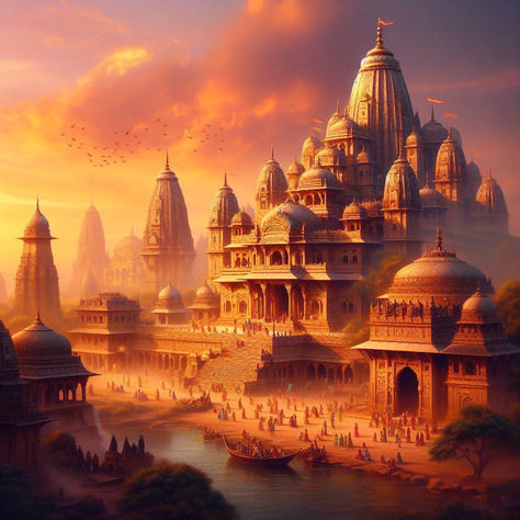 Old Temple Background, Ram Mandir Background, Temple Background Design, Ravana Palace, Rama Mandir, Ram Background, Temples Background, Indian Kingdom, Ram Lila