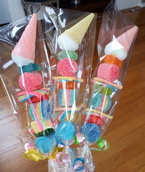 A truly delightful gift for the kiddos, a delicious combination of ice cream candy and Gummies kabobs. Great gift idea to send your loved ones. 6 ice cream candy and Gummy candy kabobs Gummie bears, marshmallows Fruit gummies along with sour belts! Bagged and tied (individually) All candies are factory made. ** candies may be substituted depending on availability ** Will ship via USPS Priority mail. Please inform me of the date these treats are needed by so I can create them and ship them accord Gummy Candy Kabobs, Fruit Gummies, Sour Belts, Candy Kabobs, Cream Candy, All Candy, Lollipop Candy, Cone Christmas Trees, Ice Cream Candy