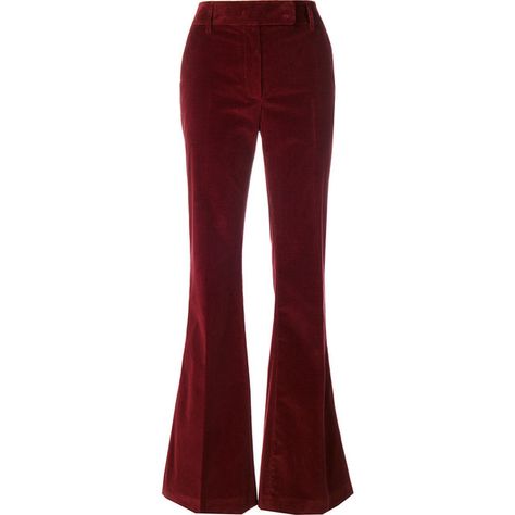 Prada Trousers, Red Velvet Pants, Velvet Wide Leg Pants, Prada Pants, Ribbed Pants, Prada Red, Velvet Flare Pants, Red Trousers, Velvet Style