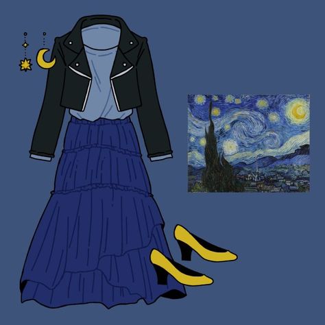 Art Inspired Fashion, Classical Paintings, Black Velvet Shoes, Outfit Inspired, Famous Paintings, Famous Black, Outfits To Wear, Light Blue Sweater, Blue Outfit