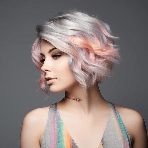 55 Trending Bixie Haircut Ideas for 2023 Short Funky Bobs For Women, Bisexual Bob Haircut, Funky Bobs, Bobs For Women, Wavy Brunette, Textured Nails, Bixie Haircut, Hair Evolution, Wavy Bob Haircuts