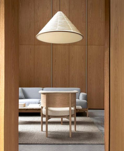 Eight cosy living rooms illuminated by paper lamps Plywood Interior, Oak Cupboard, Norm Architects, Traditional Building, Wood Vanity, Japanese Design, Furniture Manufacturers, Archipelago, Club Chairs