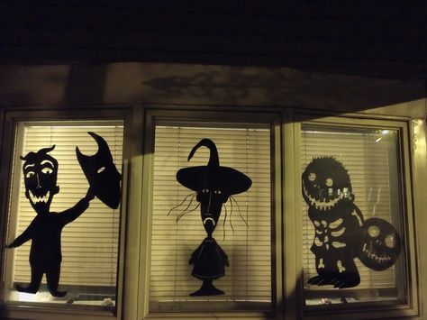 Nightmare Before Christmas Halloween cutouts. Jack Skellington Cutout, Nightmare Before Christmas Window Decor, Nightmare Before Christmas House Decor Outside, Lock Shock And Barrel Silhouette, Nightmare Before Christmas Xmas Decor, Night Before Christmas Halloween Decor, Nightmare Before Christmas Halloweentown, Halloween Window Silhouettes Nightmare Before Christmas, Nightmare Before Christmas Window Silhouette